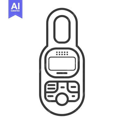 Aset desain premium: A simplified line art illustration depicting a cordless telephone hand