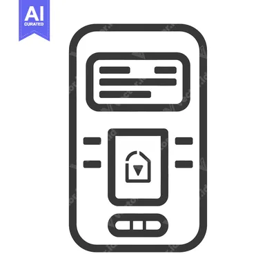 Premium design asset: The simple outline drawing illustrates a small electronic digital devi