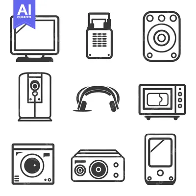 Premium design asset: A collection of common technology items in a simple design