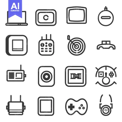 Aset premium populer: A collection of various technological and recreational related icons