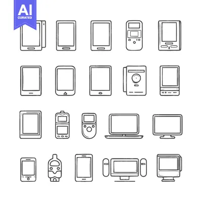 Aset premium populer: Outlined Electronic Devices: Tablets, Phones, Computers, and Gadgets o