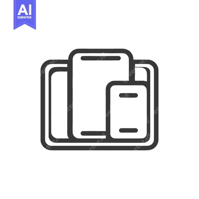 Aset desain premium: Minimalist Icon of Tablet, Phone, and E-Reader on White Background