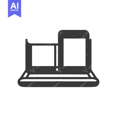 Aset premium populer: Stylized Digital Devices: Laptop, Tablet, and Phone Icon in Grunge Sty