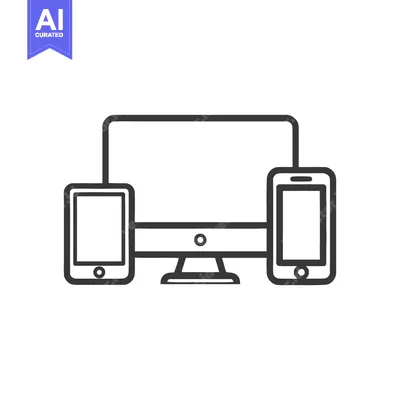 Responsive Design Icon: Desktop, Tablet, and Smartphone Outline