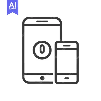 Aset desain premium: Minimalist Icon: Tablet and Smartphone with Zero Notification, Black O