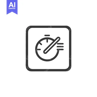 Aset premium populer: Minimalist Timer Icon: Rounded Square with Clock and Speedometer Symbo