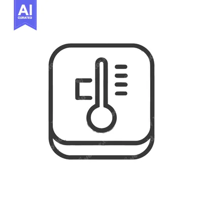 Aset premium populer: Thermometer Icon in Rounded Square, Weather App Symbol, Black Outline