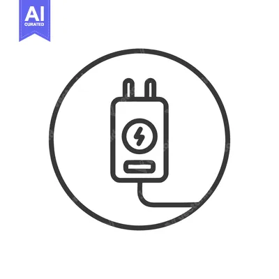 Aset desain premium: Electric Plug Icon: Minimalist Design with Lightning Bolt Symbol in Ci