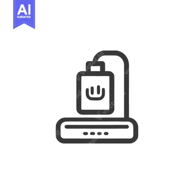 Minimalist Icon of a Router with Power Symbol, Black Outline on White