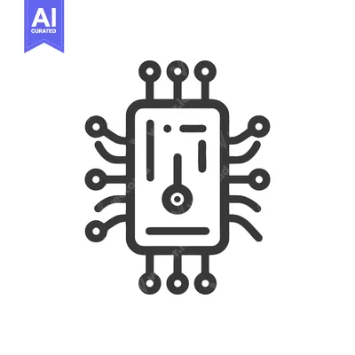Aset premium populer: Minimalist Microchip Icon: Clean Line Art for Technology Concepts
