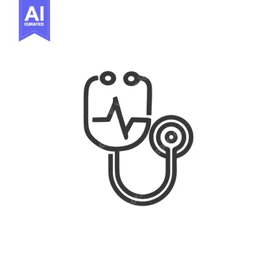 Aset desain premium: Stethoscope with Heartbeat Line Icon: Medical Diagnostic Tool Symbol