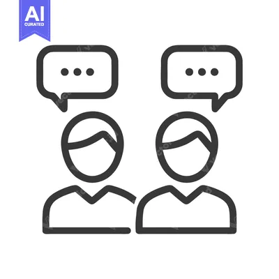 Aset premium populer: Two People Talking Icon with Speech Bubbles, Communication Concept, Mi