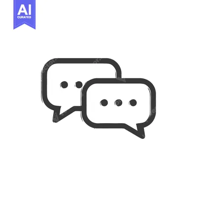 Premium design asset: Two Speech Bubbles Icon with Dots, Brush Stroke Style, Communication C