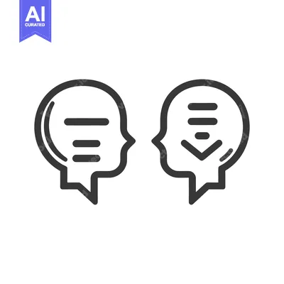 Aset premium populer: Communication depicted with two heads having dialog bubbles clearly re