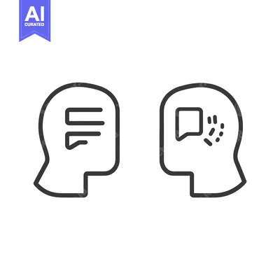 Aset premium populer: Two human heads symbolize communication and differing mental states di