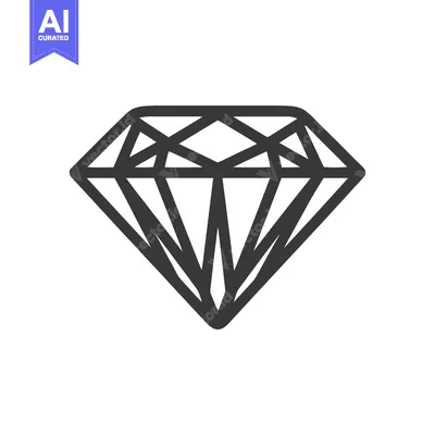 Aset desain premium: Minimalist Diamond Icon: Geometric Facets and Clean Outline on White