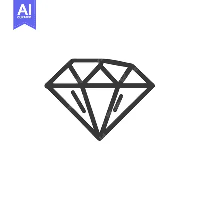 Aset premium populer: Minimalist Diamond Icon: Faceted Gemstone Outline on White Background