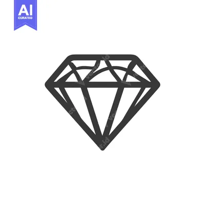 Aset desain premium: Elegant Diamond Icon: Minimalist Design with Bold Outline on White Bac