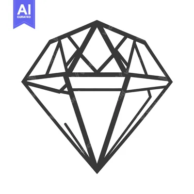 Aset desain premium: A simplistic drawing representing a gemstone with many facets