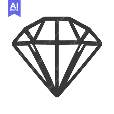 Aset premium populer: A detailed line drawing of a faceted gemstone illustration