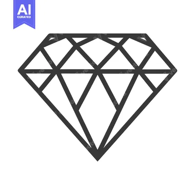 Premium design asset: A black and white outline of a faceted gemstone