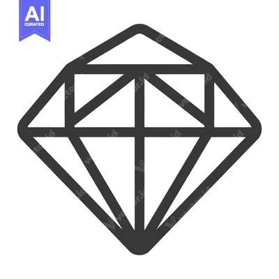 Aset premium populer: A simple gray outline illustration of a multifaceted precious stone