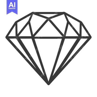 Aset premium populer: Simple Outline Drawing Depicting a Faceted Shape of a Gemstone