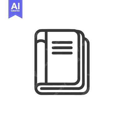 Aset desain premium: Minimalist Book Icon: Stacked Volumes with Spine and Text Lines