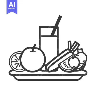 Premium design asset: A monochromatic illustration of various fruits and vegetables together