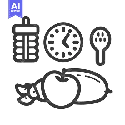 Popular premium asset: Simple line drawing showing a healthy meal and baby bottle