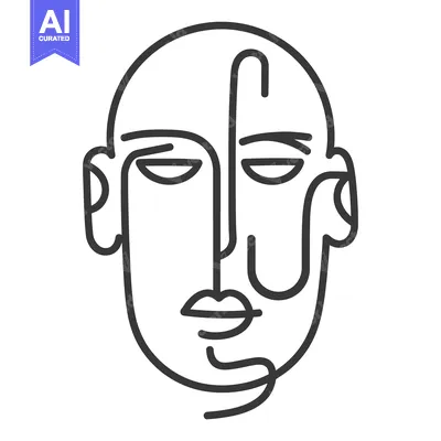 Aset premium populer: A Minimalist Line Drawing Depicting a Human Face Outline