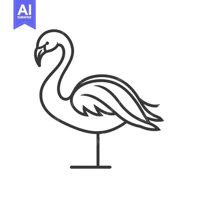Premium design asset: Outlined Illustration Depicting a Simple Flamingo Bird Silhouette