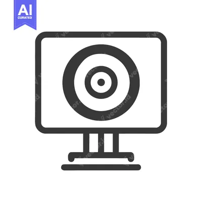 Aset desain premium: Surveillance Camera Icon: Modern, Minimalist Design with Target Symbol