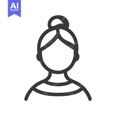 Aset desain premium: A simple line drawing of a woman with her hair up