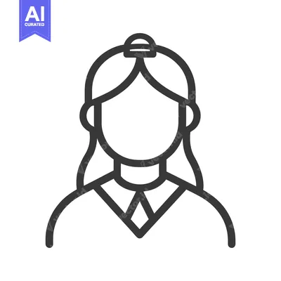 Aset premium populer: Simple outline image depicts a person with long flowing hair