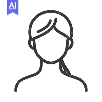 Aset premium populer: An outlined illustration representing the head and upper body of a wom