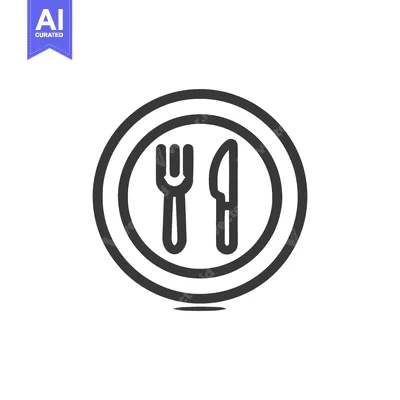 Premium design asset: Minimalist Plate Icon: Fork and Knife on White Background