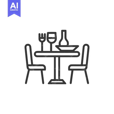 Popular premium asset: Minimalist Dining Table Icon: Wine, Plate, and Chairs in Outline Style