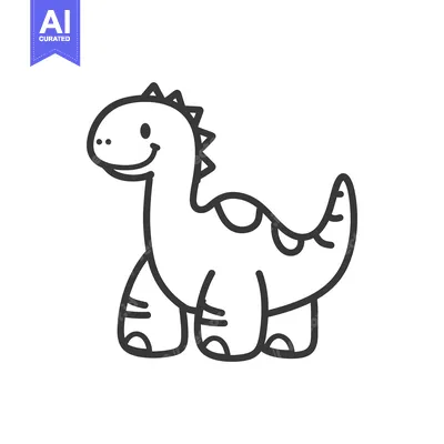Aset premium populer: A Friendly Cartoon Dinosaur With Simple Black Outline