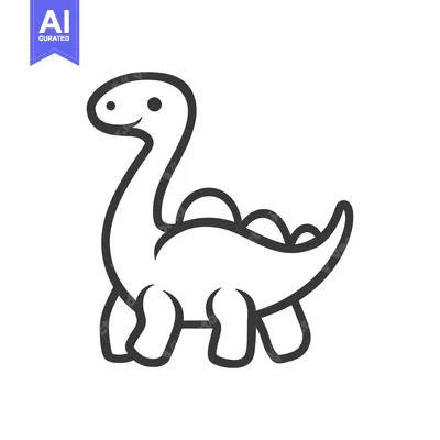 Aset premium populer: Simple illustration of a smiling dinosaur with a long neck and tail