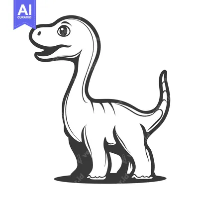 Aset desain premium: A Smiling Friendly Cartoon Dinosaur Standing on a Simple Background