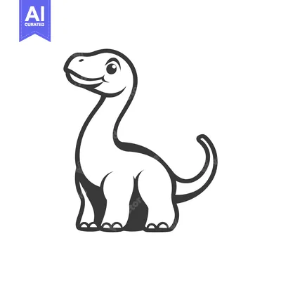 Aset premium populer: A Simple Black And White Cartoon Dinosaur Sitting And Smiling