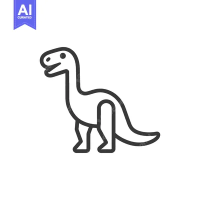 Aset premium populer: A stylized line drawing of a smiling cartoon dinosaur animal