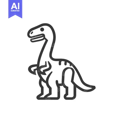 Aset premium populer: A stylized linear illustration of a small herbivorous dinosaur