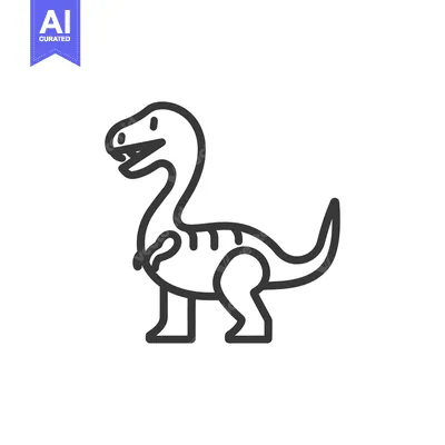 Popular premium asset: A simple outlined cartoon drawing of a friendly dinosaur