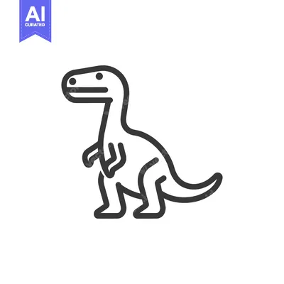 Popular premium asset: Simple black line drawing illustration of a cartoon dinosaur on white