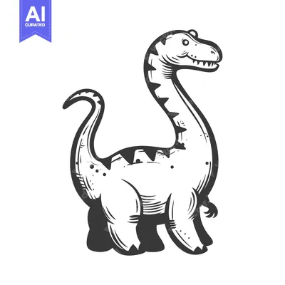 Popular premium asset: An upright dinosaur illustration rendered in black and white art