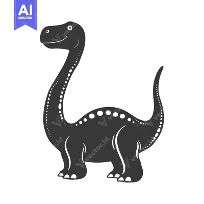 Aset premium populer: A smiling long neck dinosaur with dotted decorative design