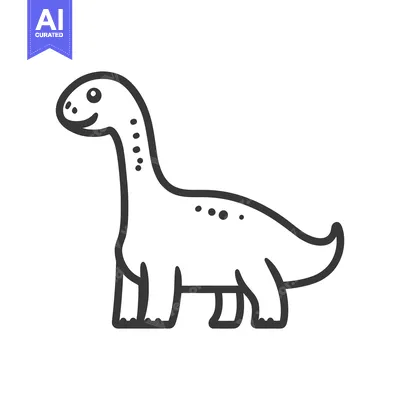 Aset premium populer: An adorable illustration depicts a smiling long necked dinosaur creatu