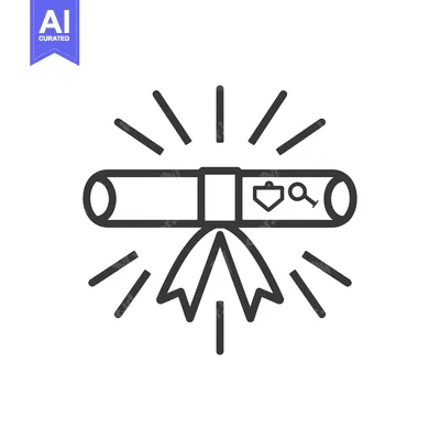 Aset desain premium: Diploma with Keyhole and Bow, Surrounded by Rays